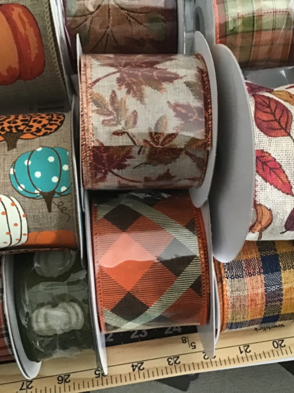 Fall Craft Wired Ribbon Partial Rolls - Picture 2 of 3